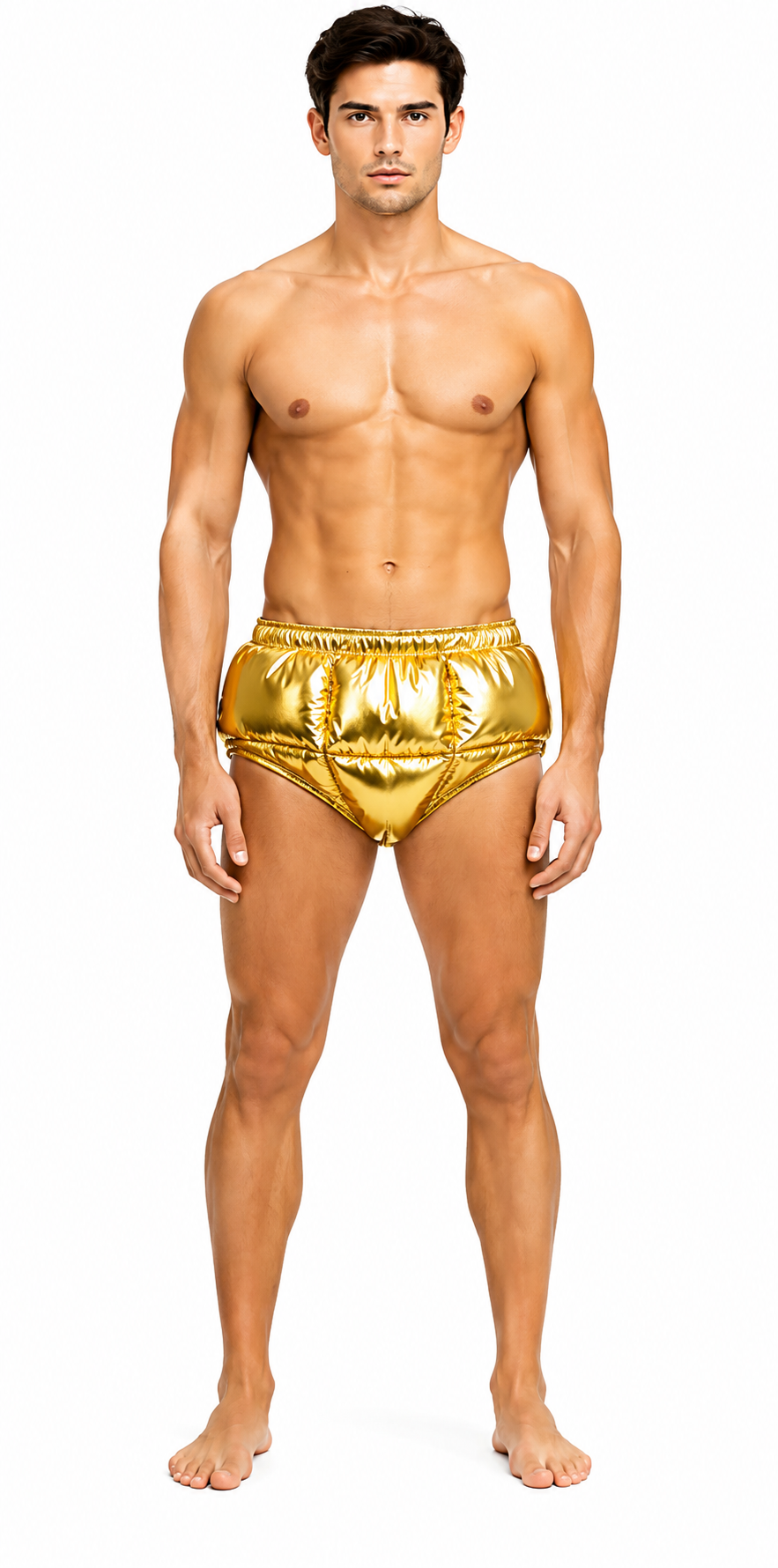 Gold Shiny Nylon Padded Briefs
