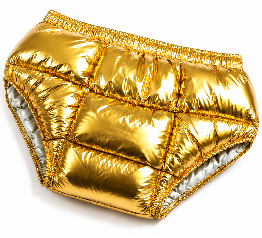 Gold Shiny Nylon Padded Briefs
