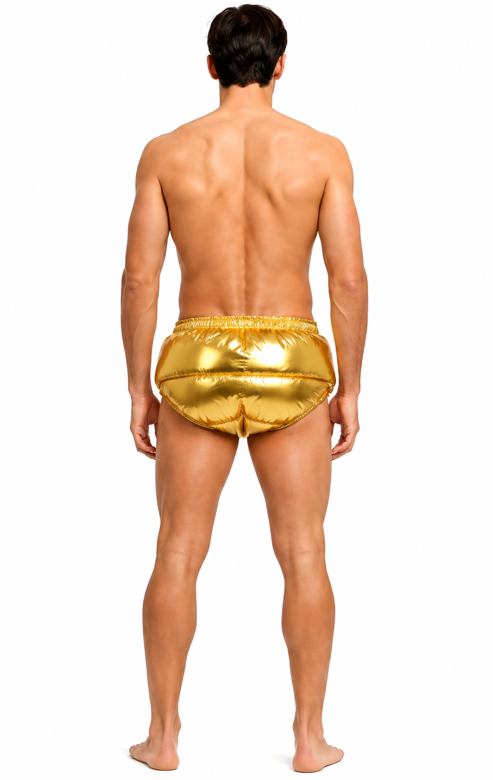 Gold Shiny Nylon Padded Briefs