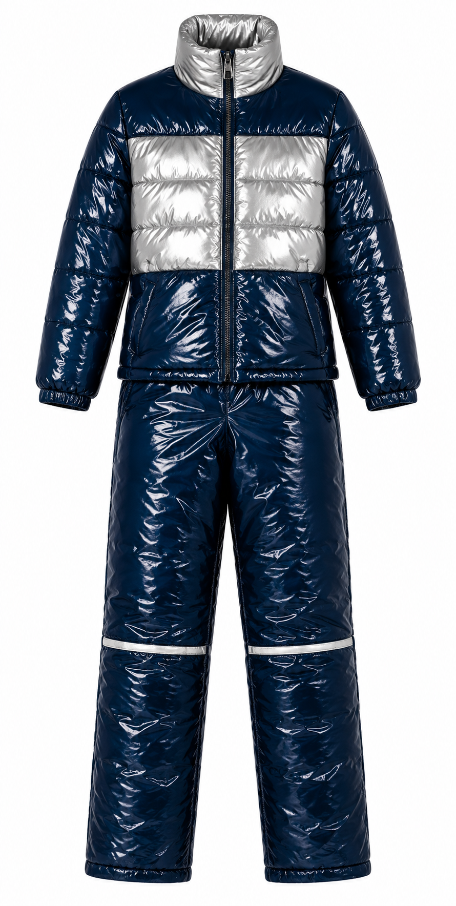 Women's Shiny Nylon Puffer Ski Suit Set