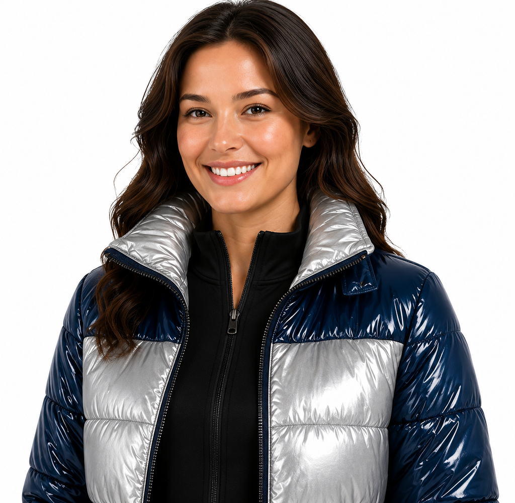 Women's Shiny Nylon Puffer Ski Suit Set