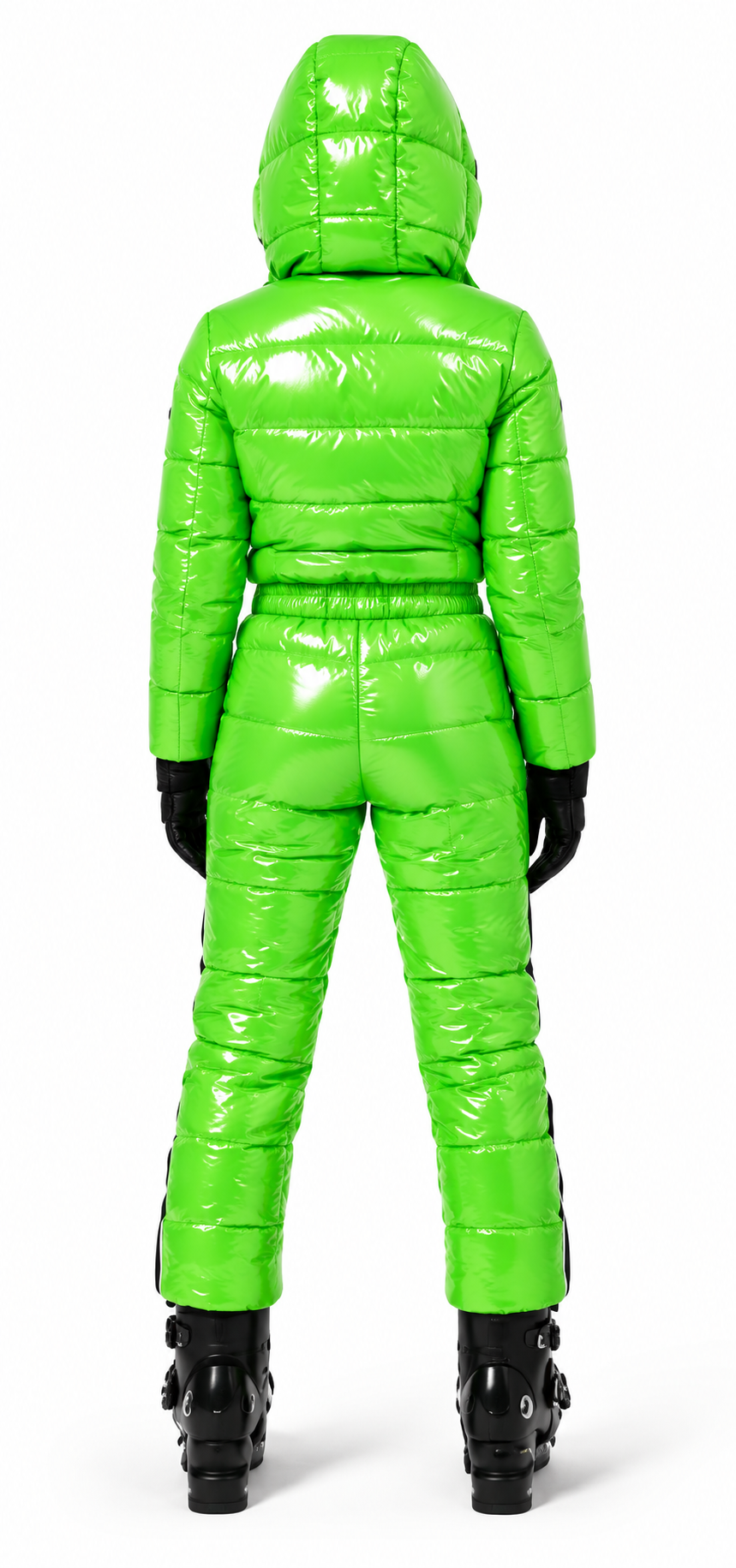 Green Puffer Shiny Nylon Winter Jacket & Pants Set