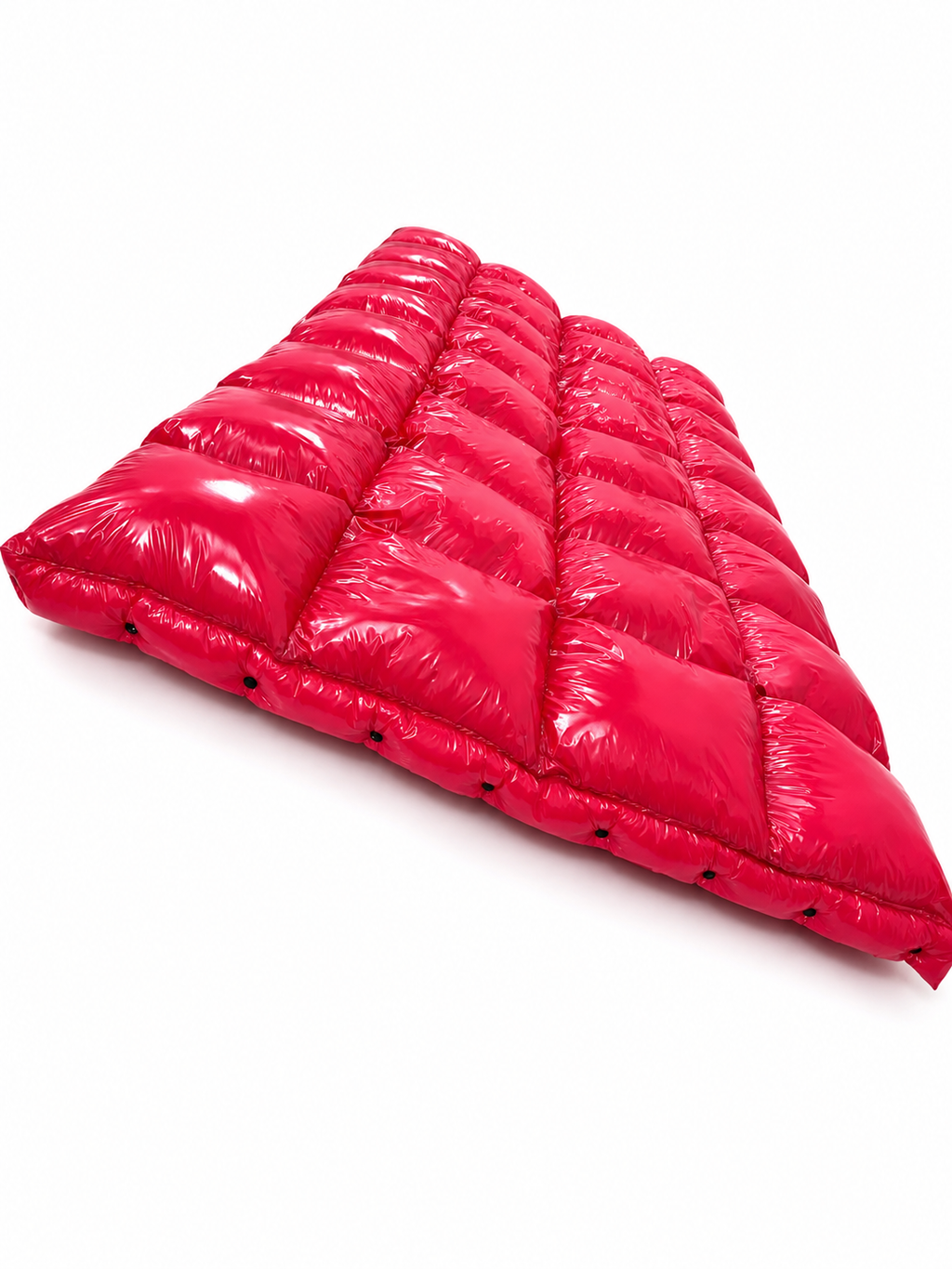 Red Shiny Nylon Puffer Blanket with Snap Buttons