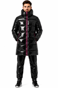 Men's Long Shiny Puffer Coat Glossy