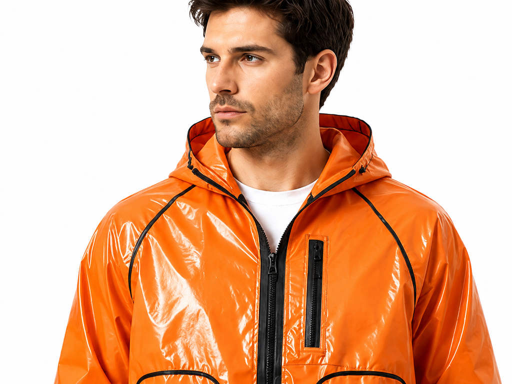 Shiny Nylon Hooded Utility Tracksuit for Men,