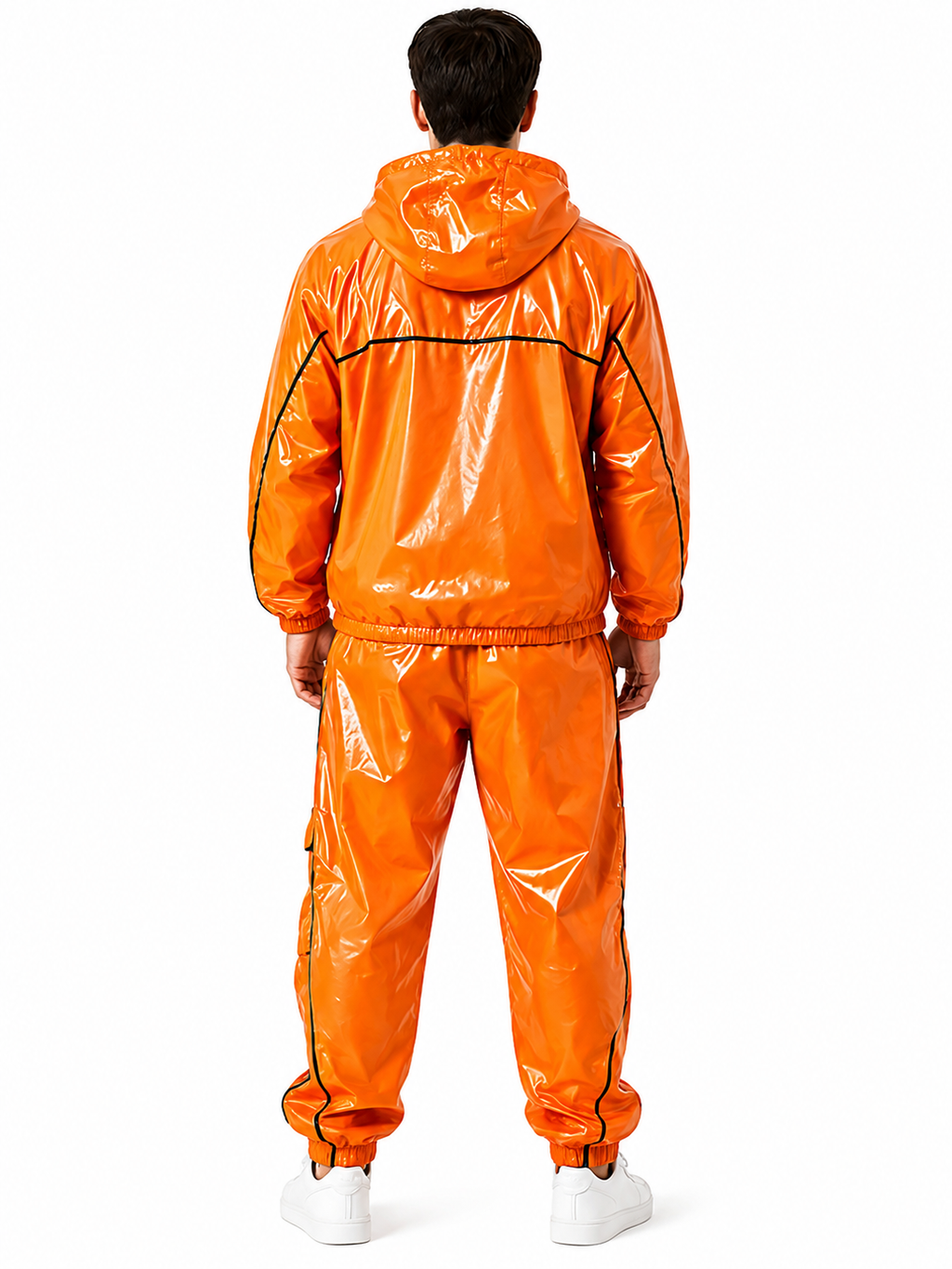 Shiny Nylon Hooded Utility Tracksuit for Men,
