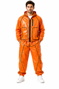 Shiny Nylon Hooded Utility Tracksuit for Men,