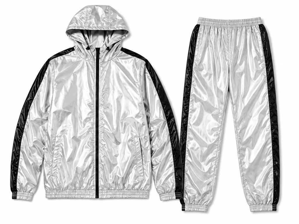 Shiny Nylon Hooded Tracksuit for Men