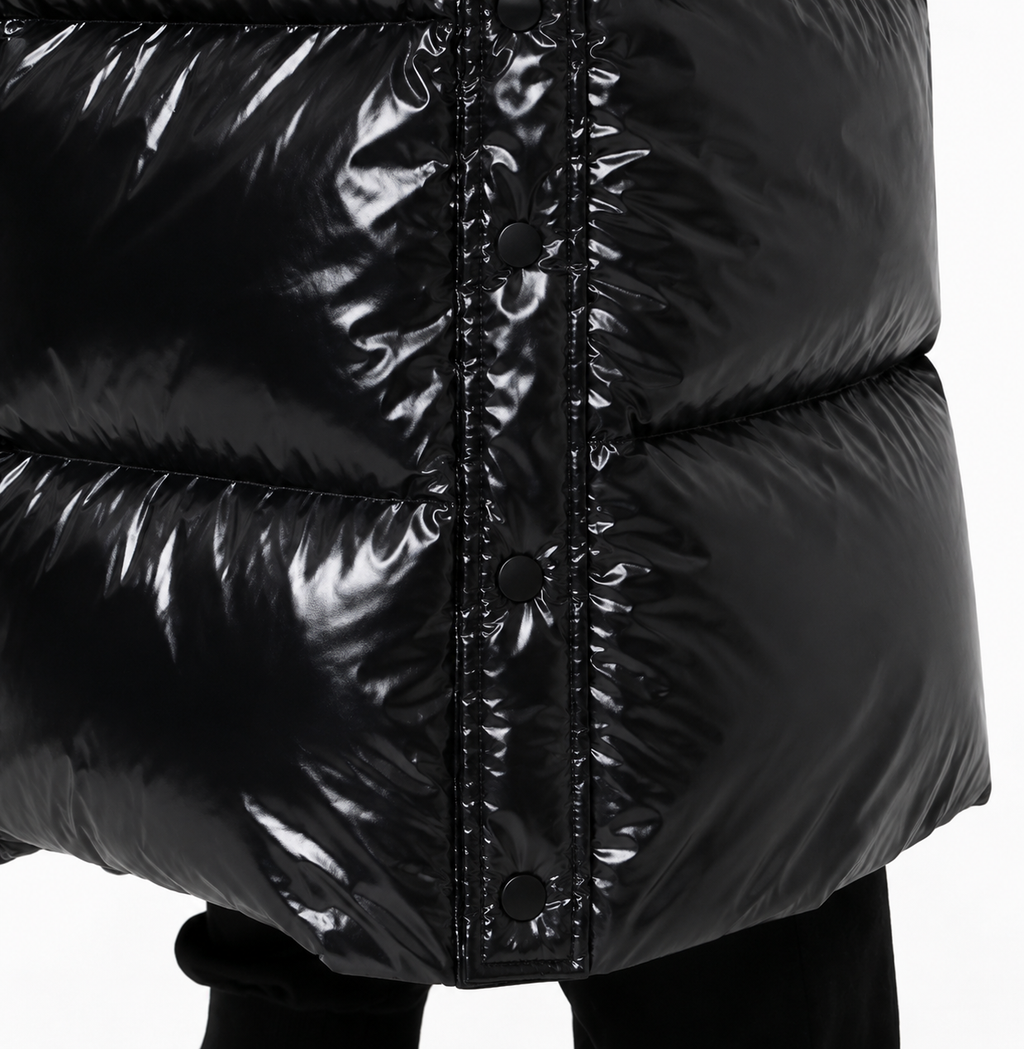 Men's Shiny Nylon Long Puffer Coat