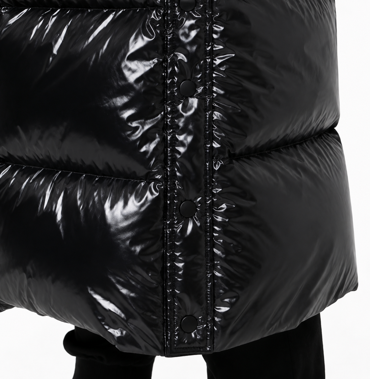 Men's Shiny Nylon Long Puffer Coat