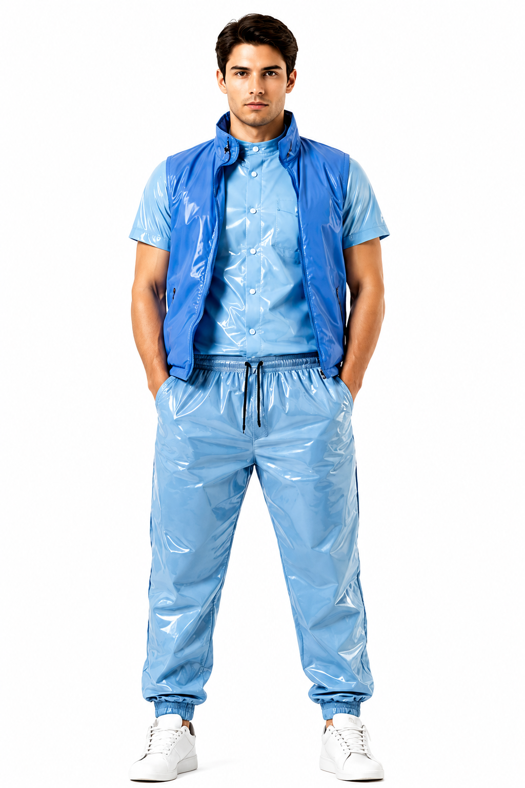 Shiny Nylon Three Piece Outfit for Men