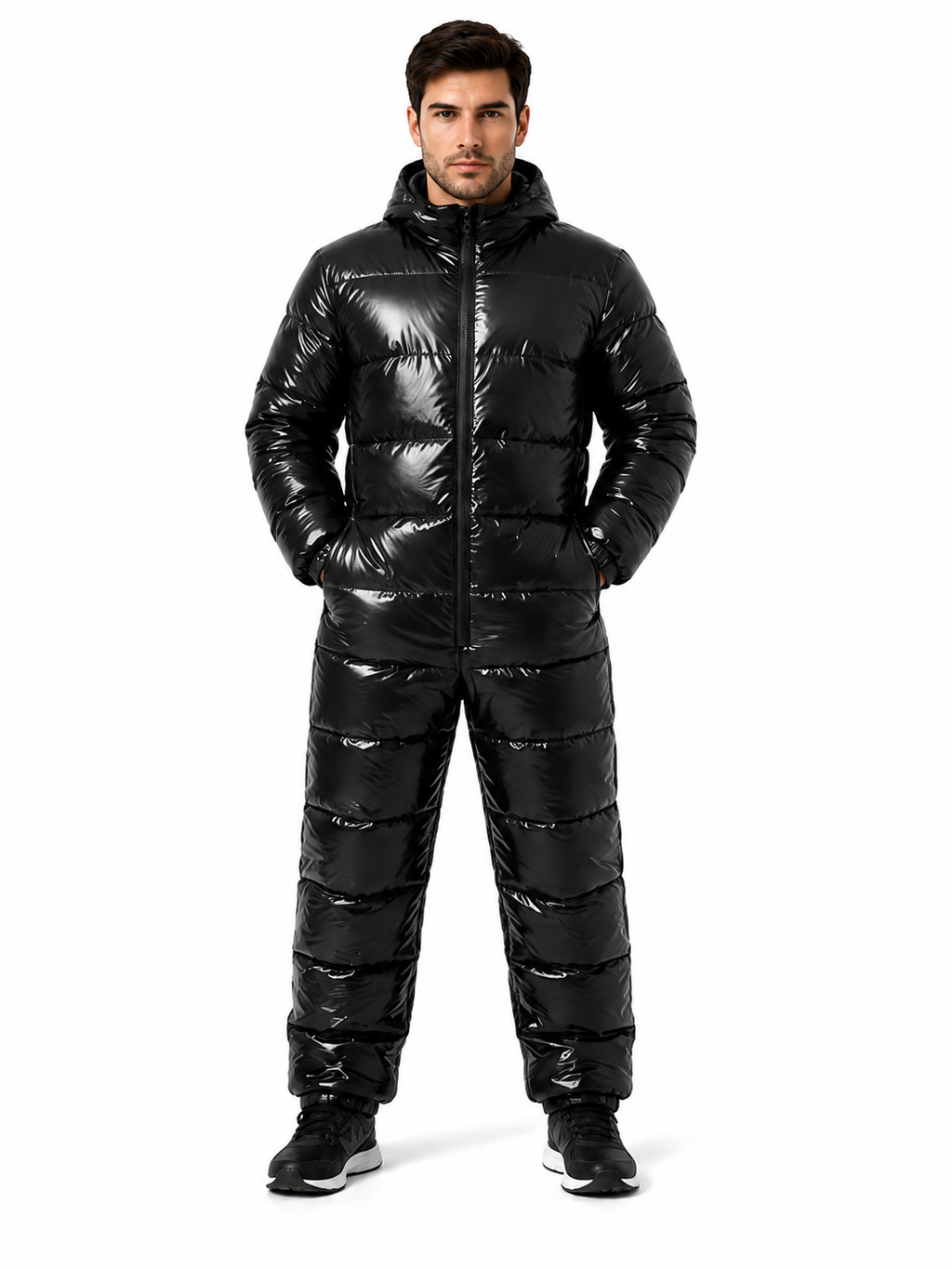 Shiny Nylon Puffer Tracksuit for Men