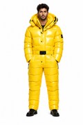 Men’s Yellow Shiny Nylon Puffer Jumpsuit