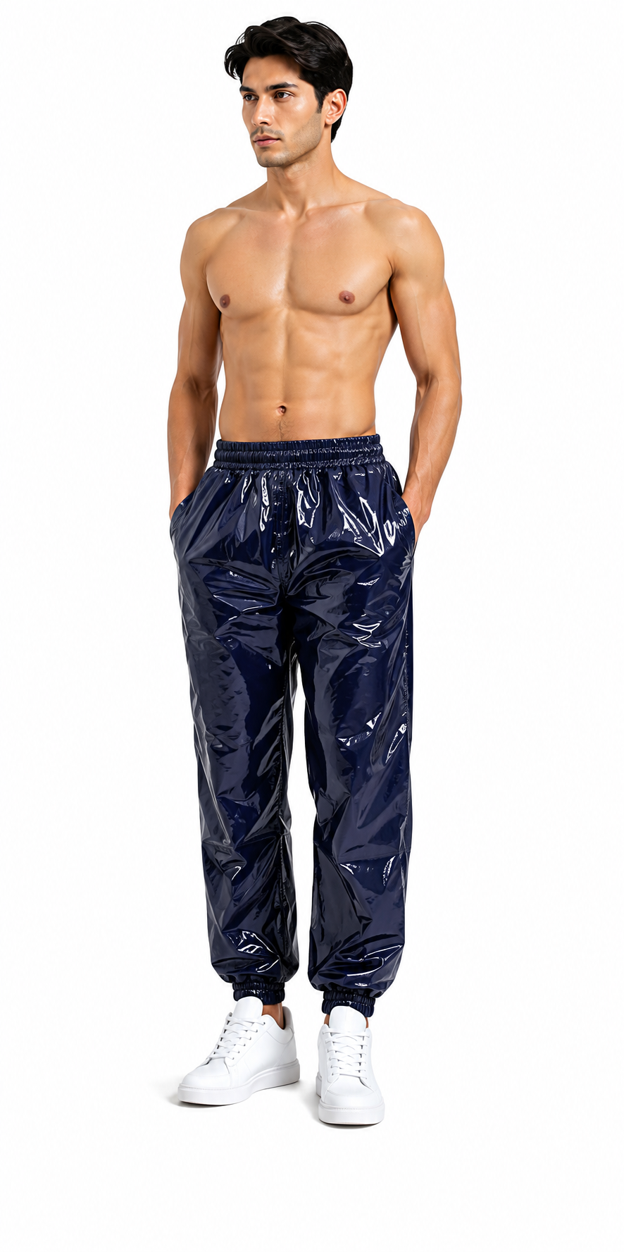 Glossy Nylon Jogger Track Pants