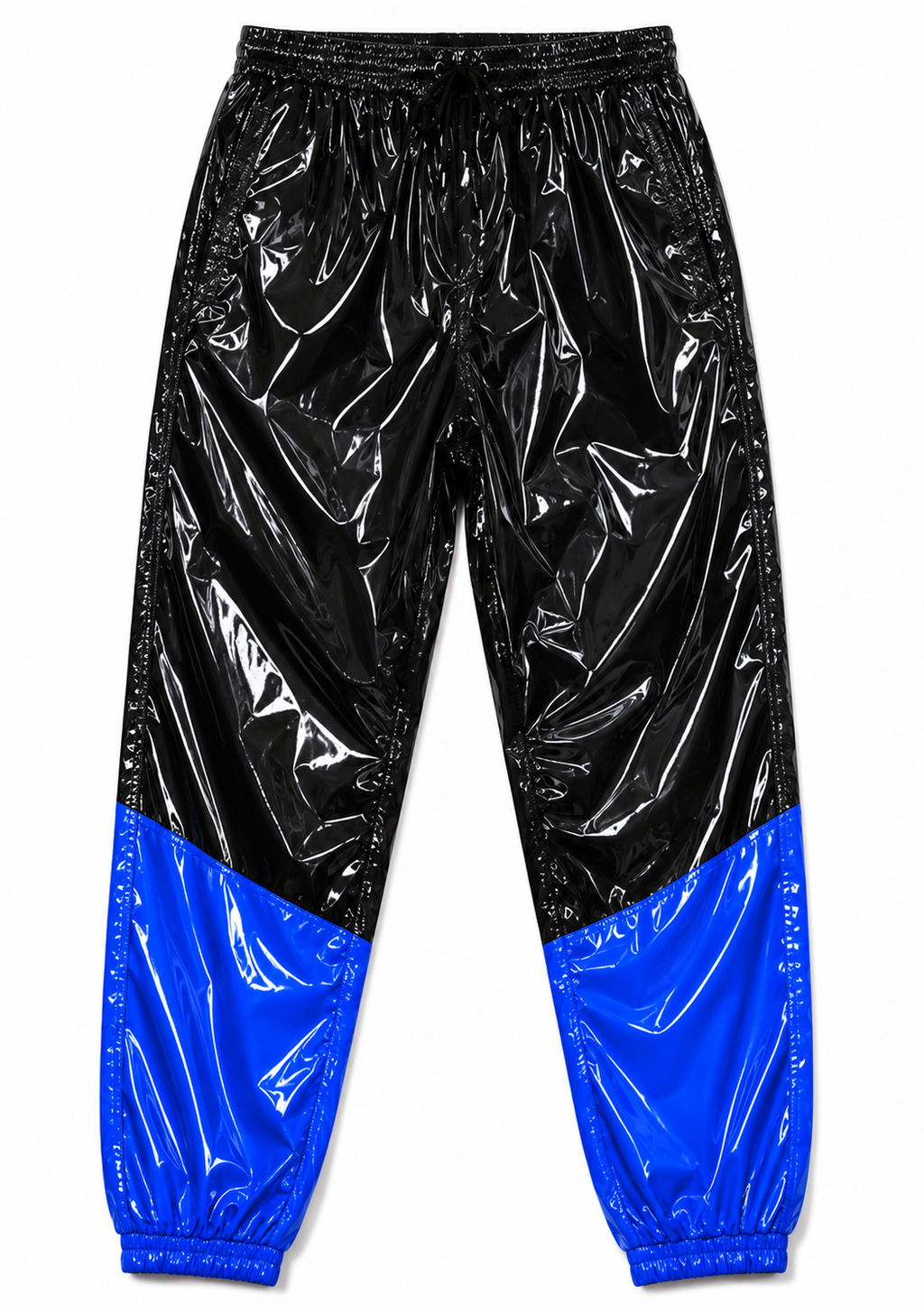 Color Block Shiny Nylon Hooded Tracksuit Set