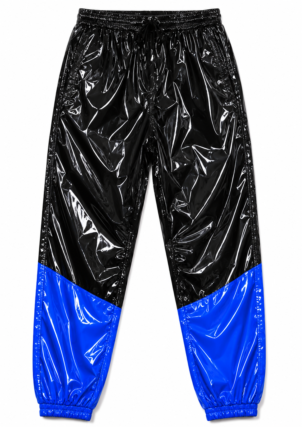Color Block Shiny Nylon Hooded Tracksuit Set