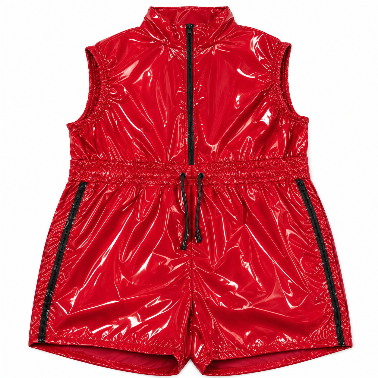 Sleeveless Glossy Nylon Vest and Shorts Set
