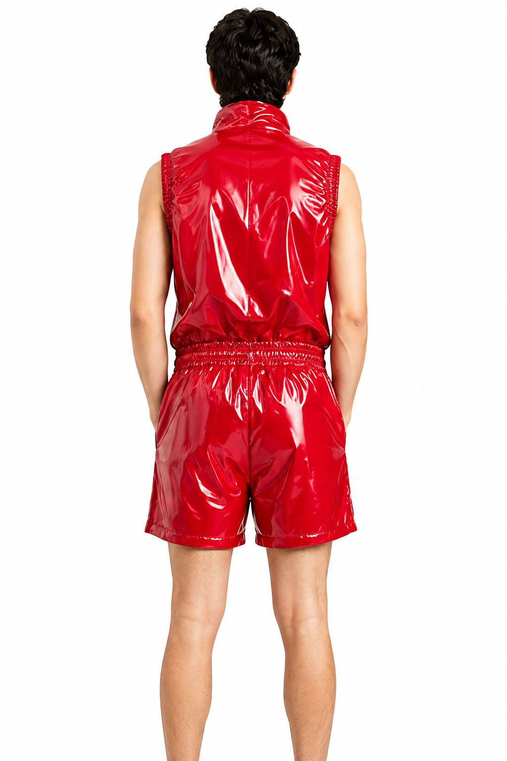 Sleeveless Glossy Nylon Vest and Shorts Set