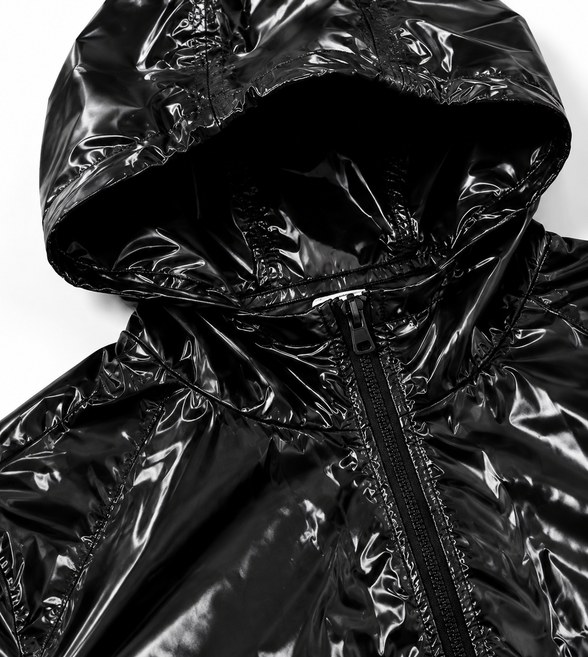 Glossy Nylon Hooded Windbreaker and Shorts Set