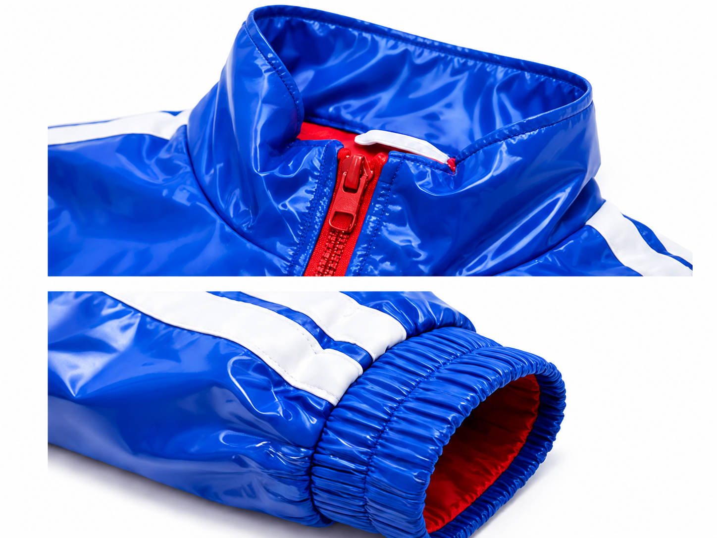 Retro Color Block Shiny Nylon Tracksuit Set