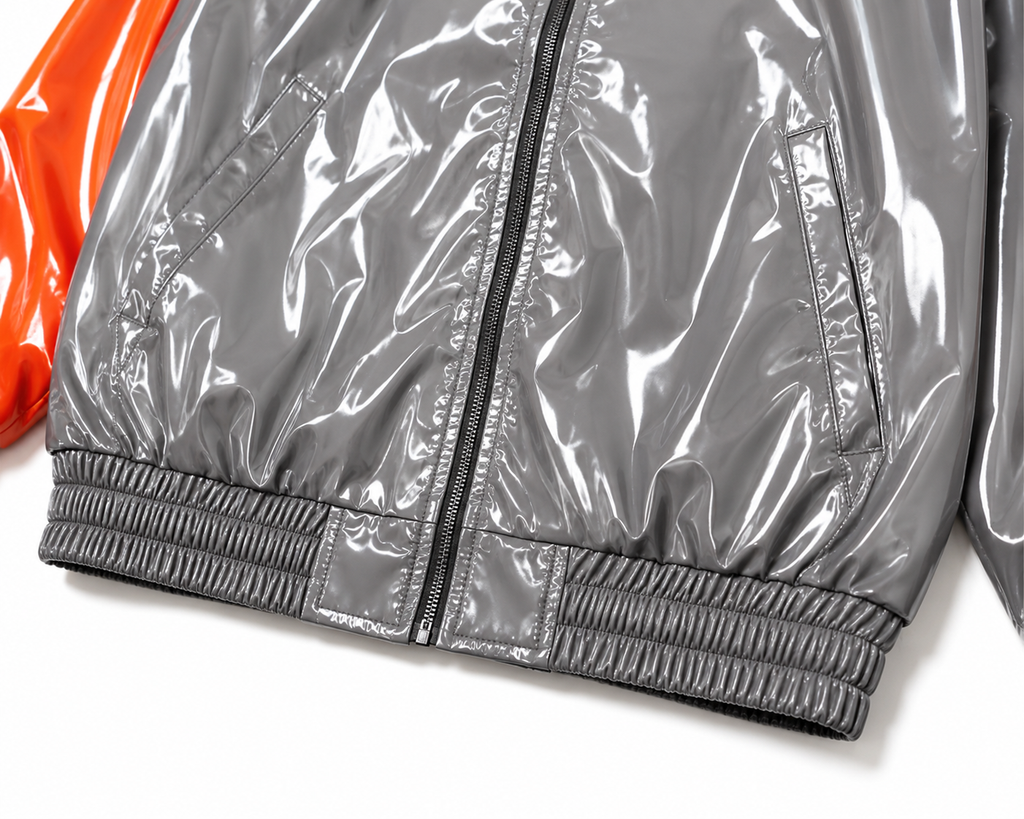 Premium Handmade Shiny Nylon Hooded Jacket