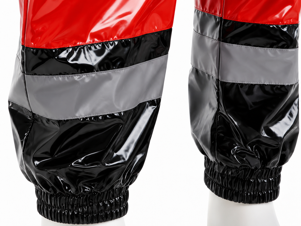 Reflective Stripe Glossy Nylon Hooded Tracksuit Set