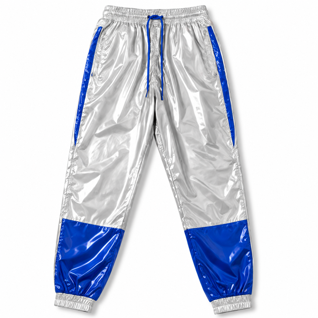 Color Block Shiny Nylon Anorak Tracksuit Set