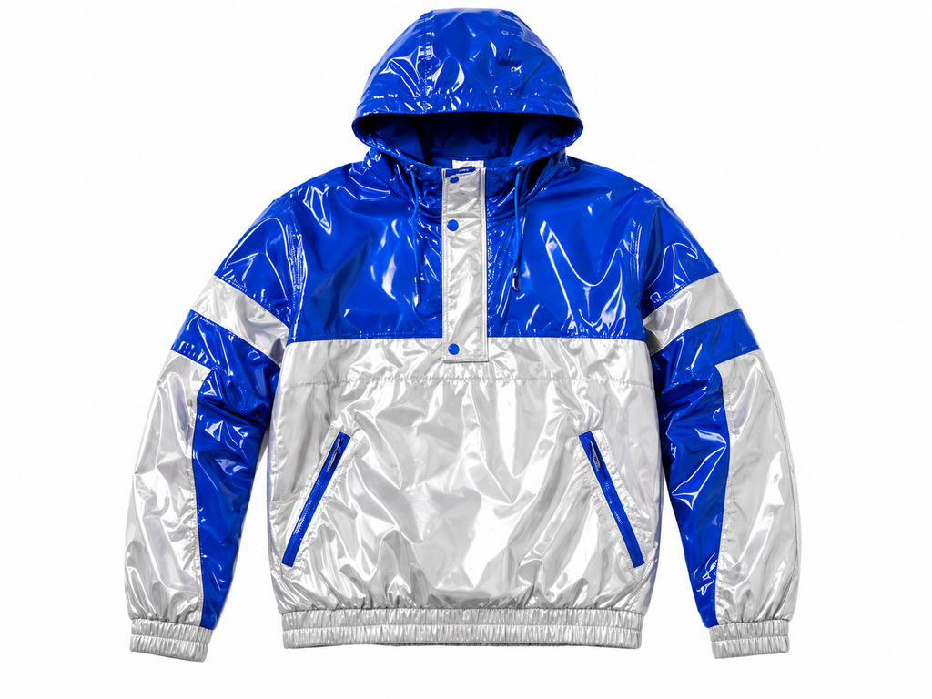 Color Block Shiny Nylon Anorak Tracksuit Set