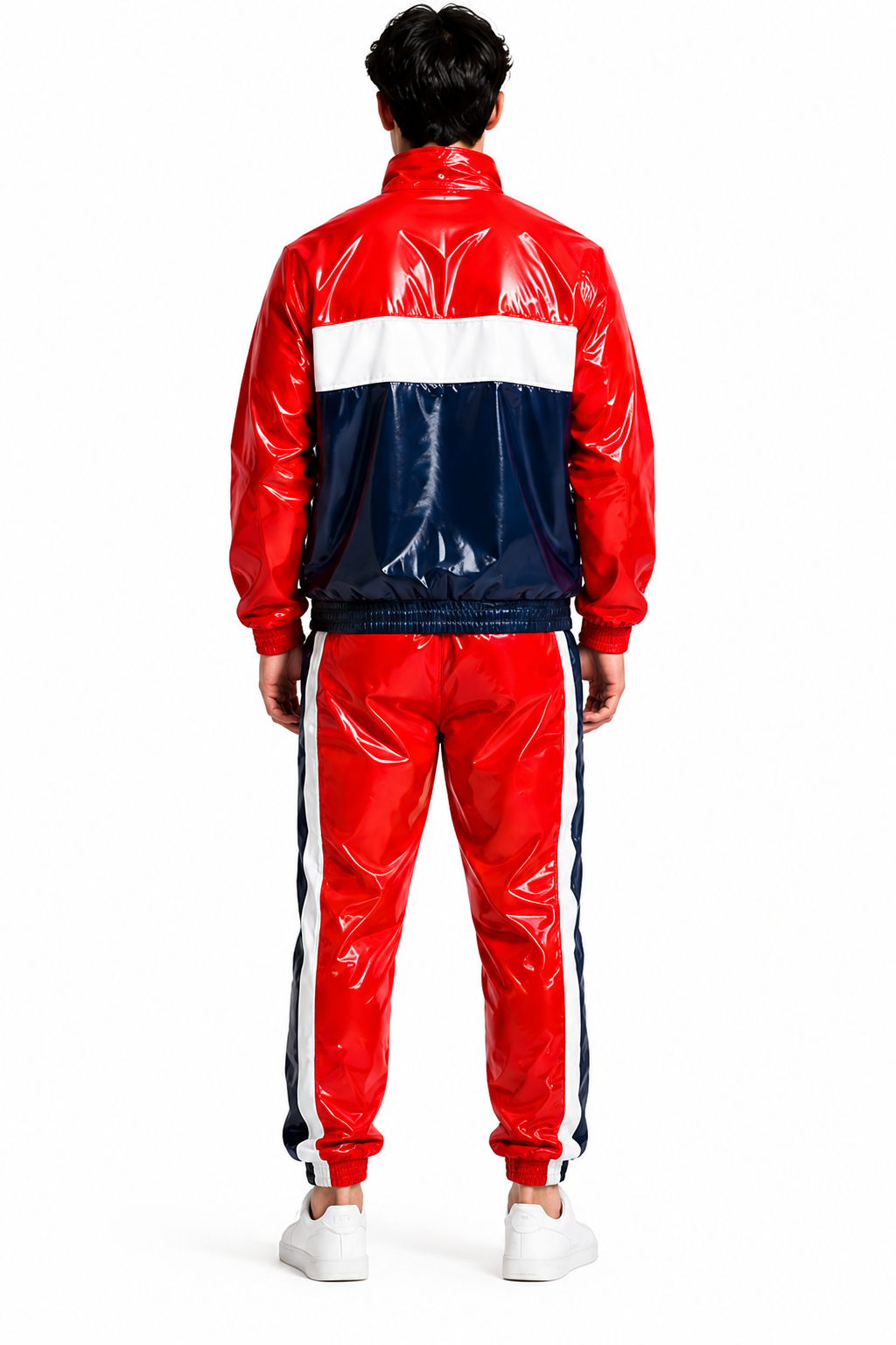 Retro Color Block Glossy Nylon Tracksuit