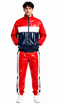 Retro Color Block Glossy Nylon Tracksuit