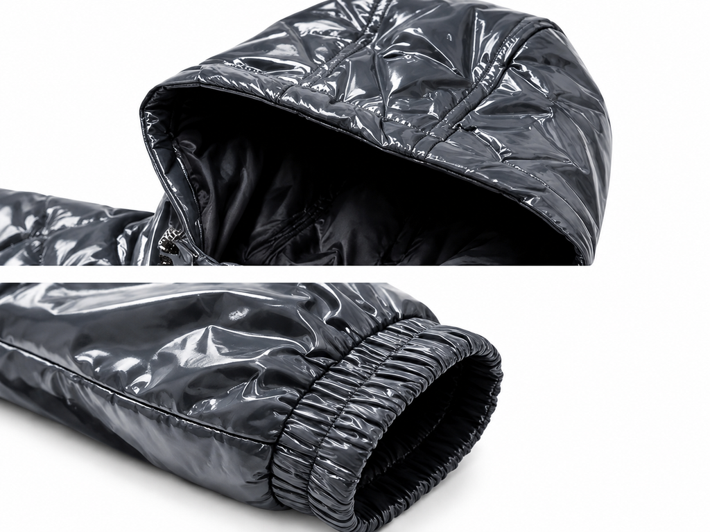 Quilted Shiny Nylon Cargo Tracksuit Set