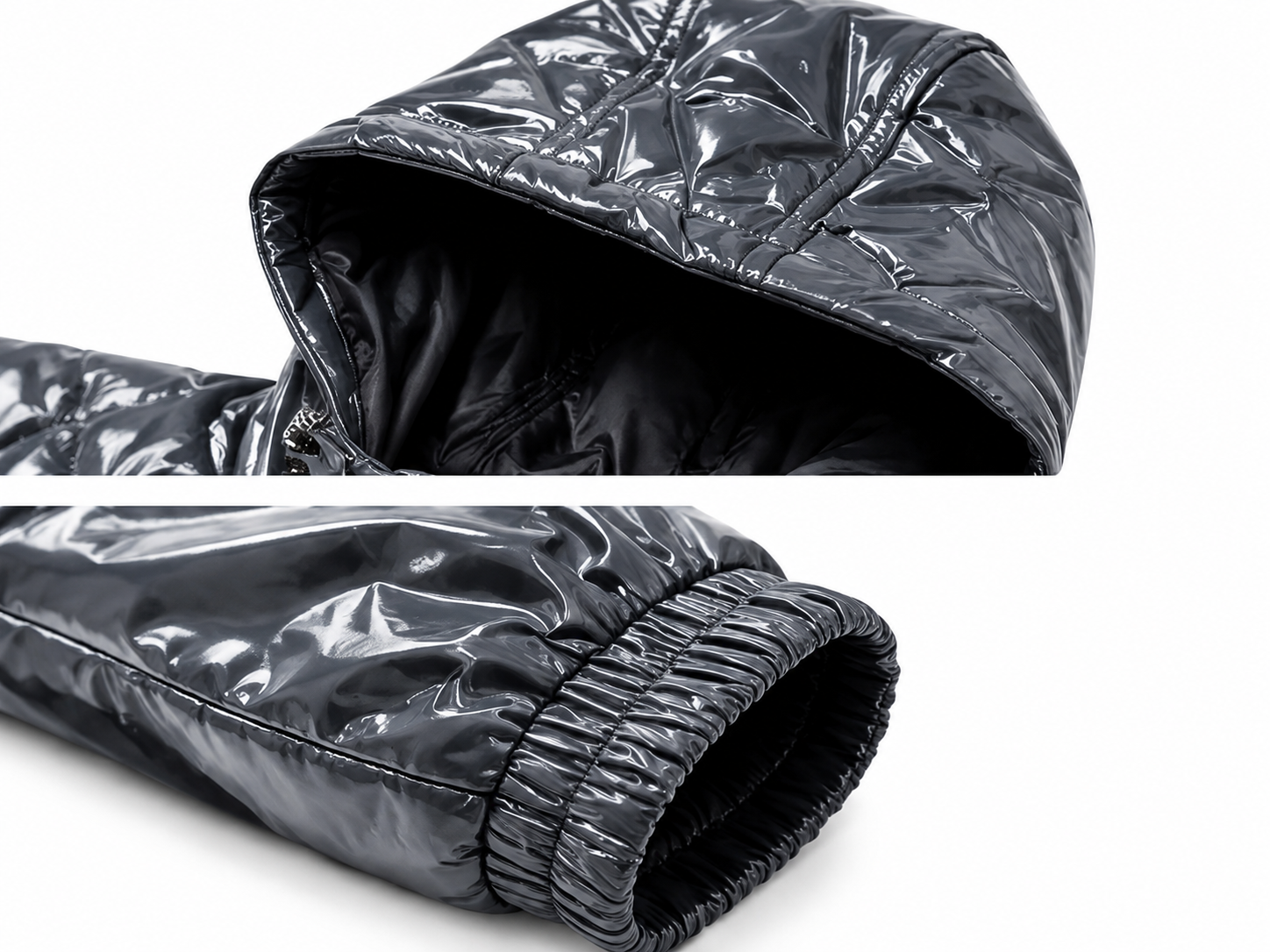 Quilted Shiny Nylon Cargo Tracksuit Set