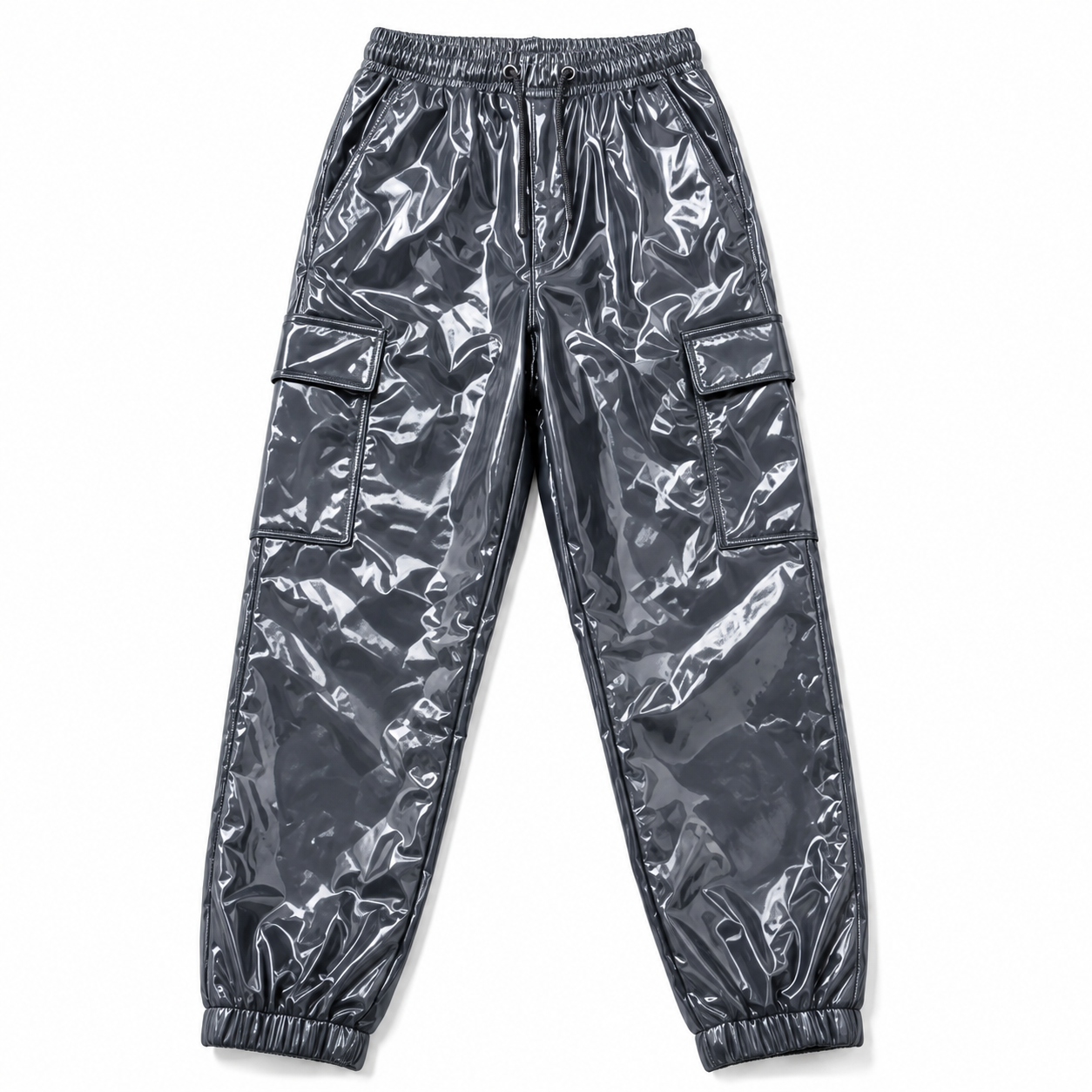 Quilted Shiny Nylon Cargo Tracksuit Set