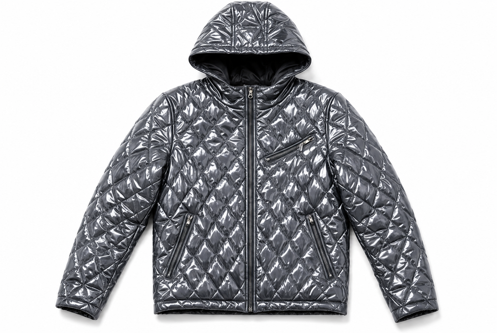 Quilted Shiny Nylon Cargo Tracksuit Set