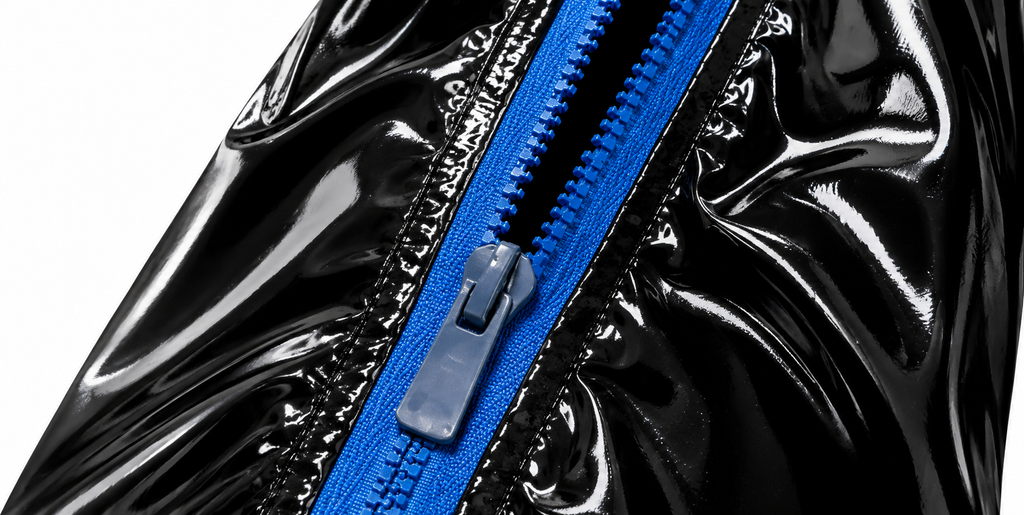 Chevron Panel Glossy Nylon Hooded Jacket