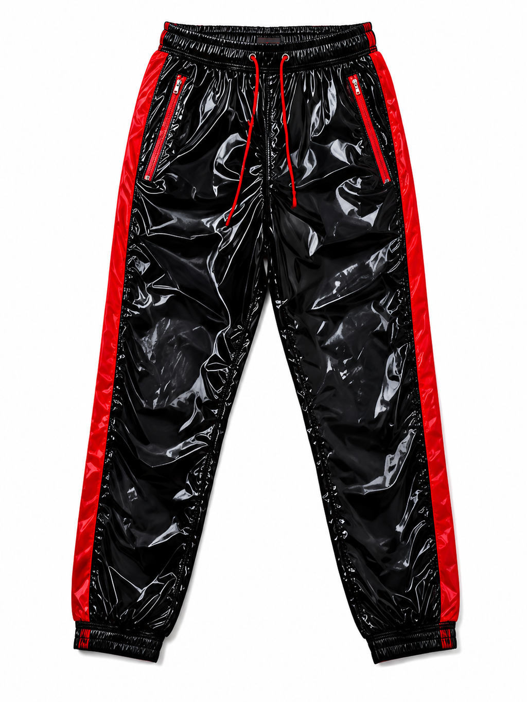Double Stripe Glossy Nylon Hooded Tracksuit Set