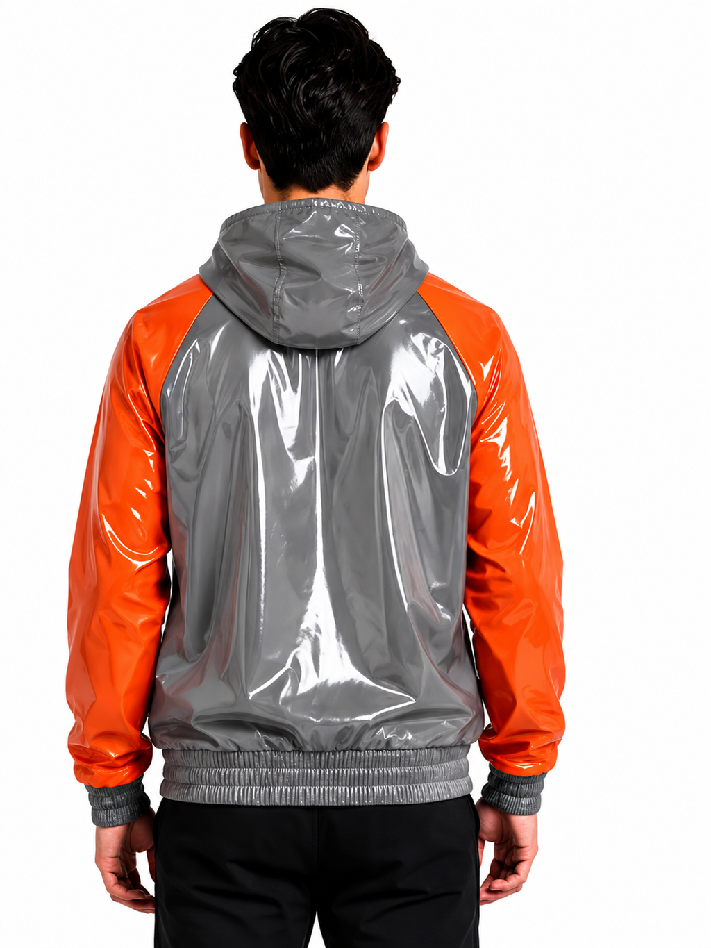 Premium Handmade Shiny Nylon Hooded Jacket