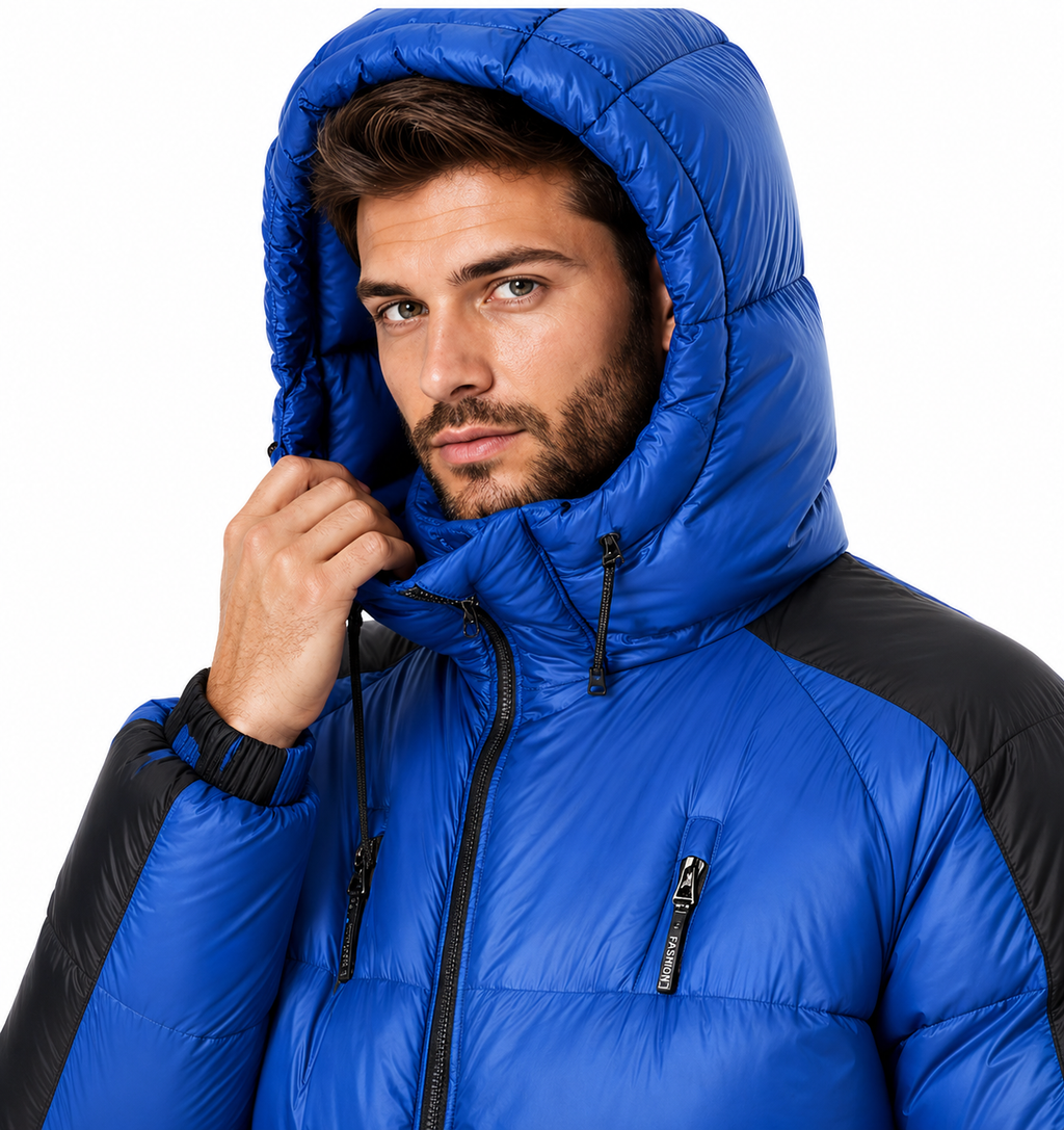 Blue Puffer Hooded Insulated Winter Jumpsuit