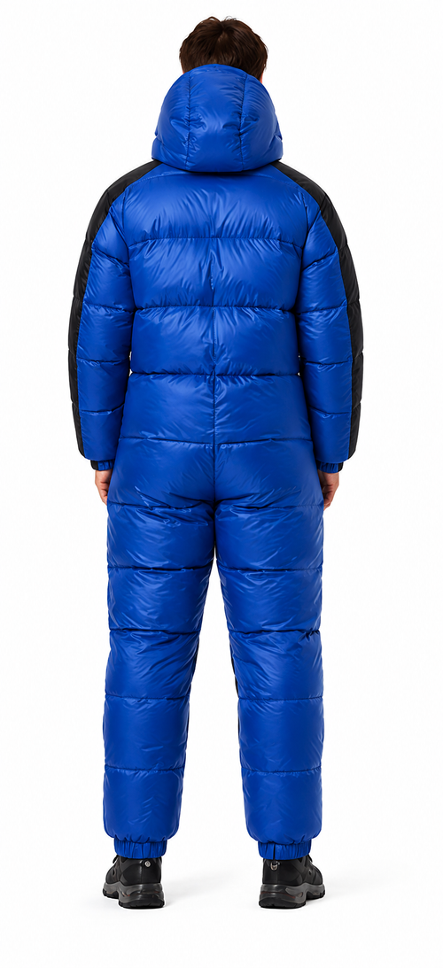 Blue Puffer Hooded Insulated Winter Jumpsuit