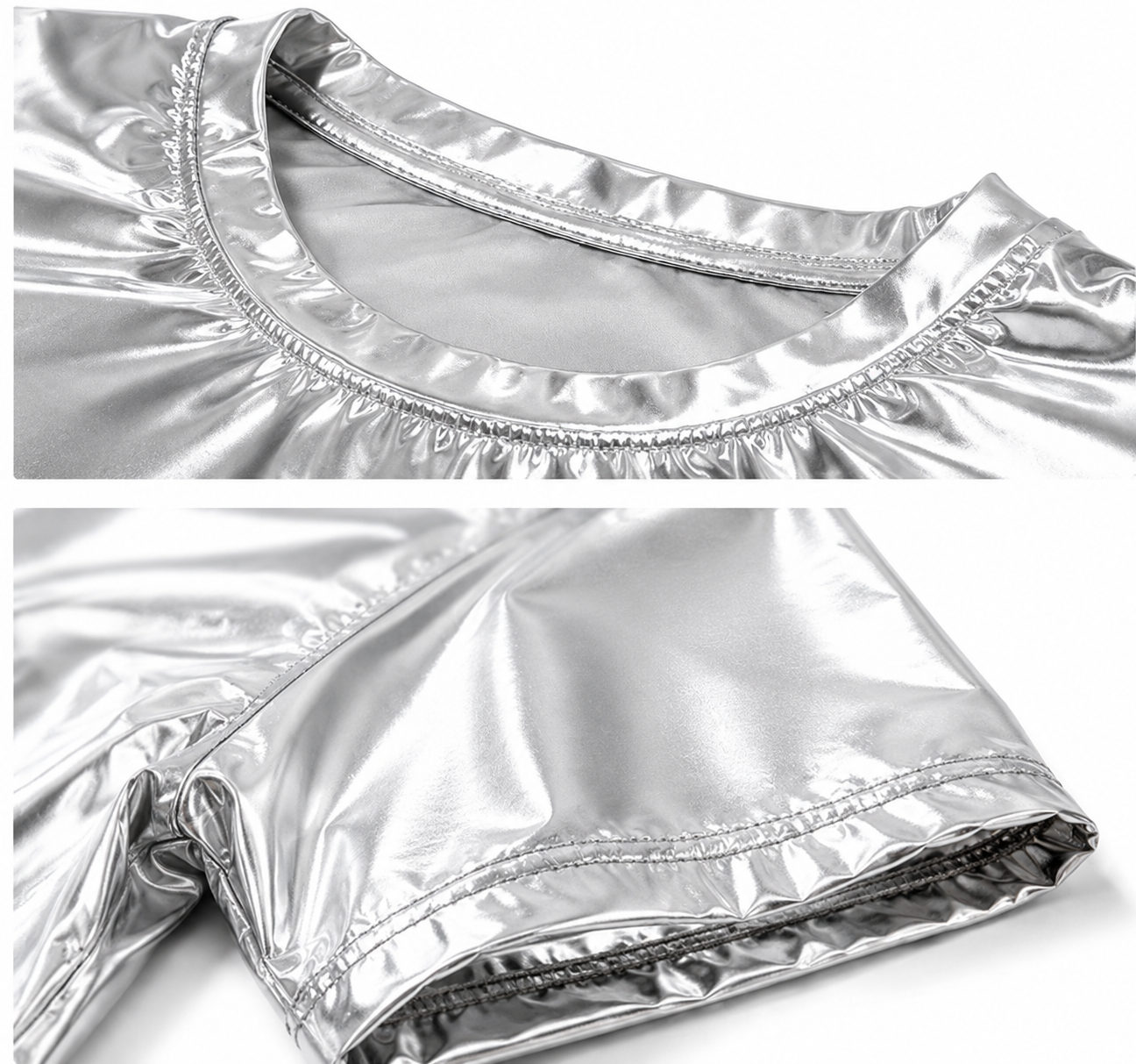 Shiny Nylon T Shirt and Shorts Set for Men