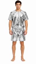 Shiny Nylon T Shirt and Shorts Set for Men