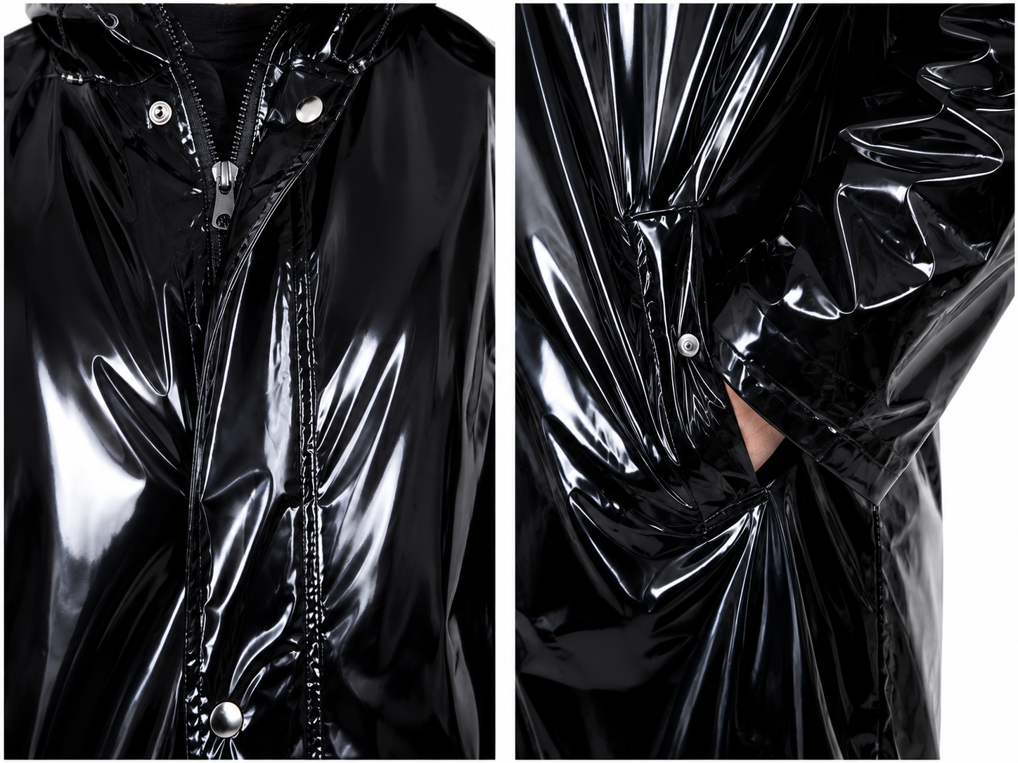 Shiny Nylon Hooded Rain Coat for Men