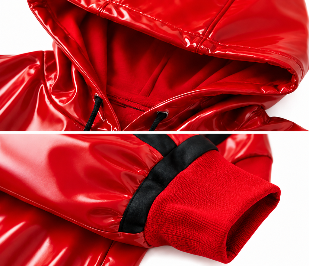 Glossy Nylon Hoodie and Jogger Set