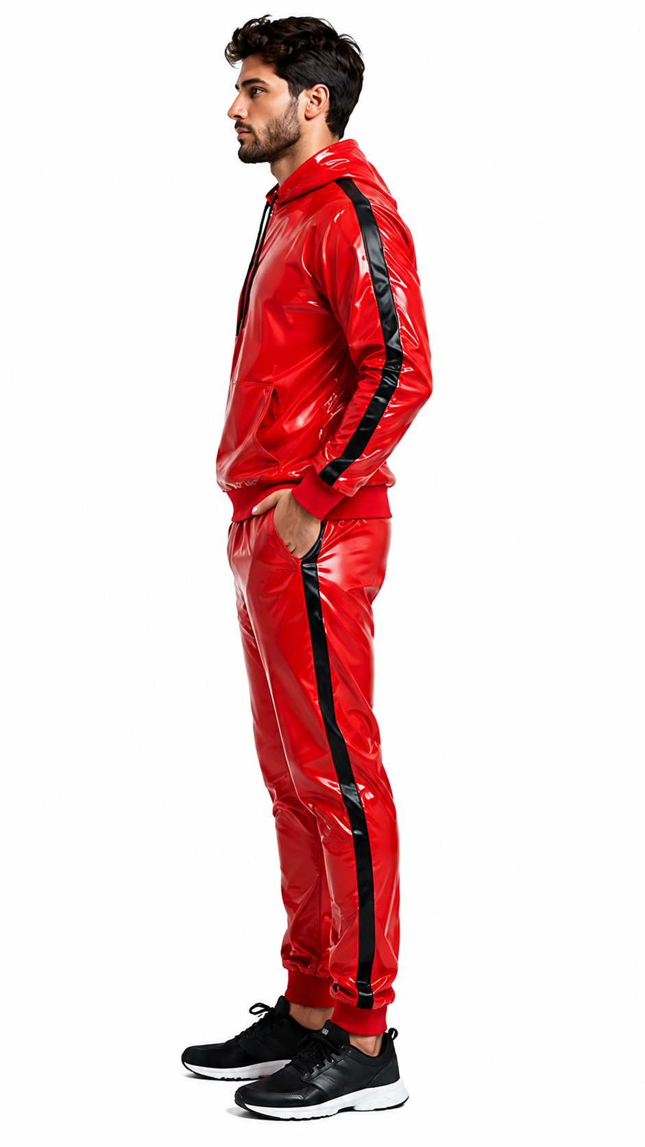 Glossy Nylon Hoodie and Jogger Set