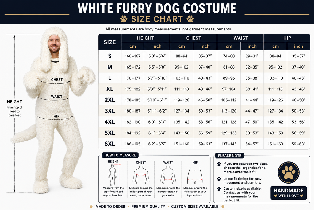 White Fur Dog Costume for Adults