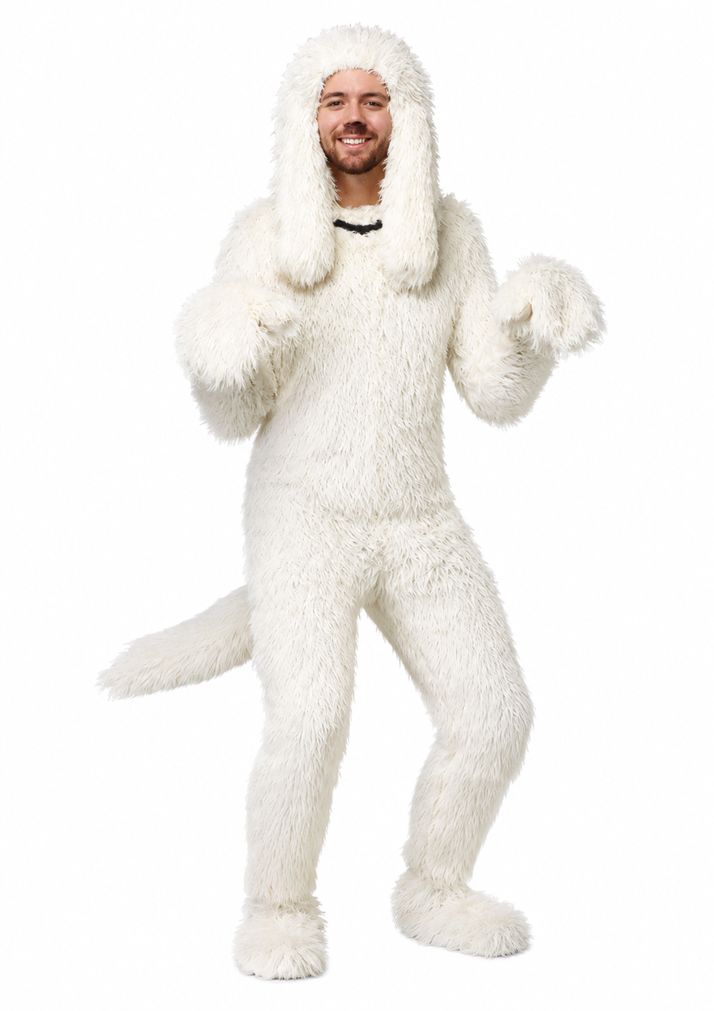 White Fur Dog Costume for Adults