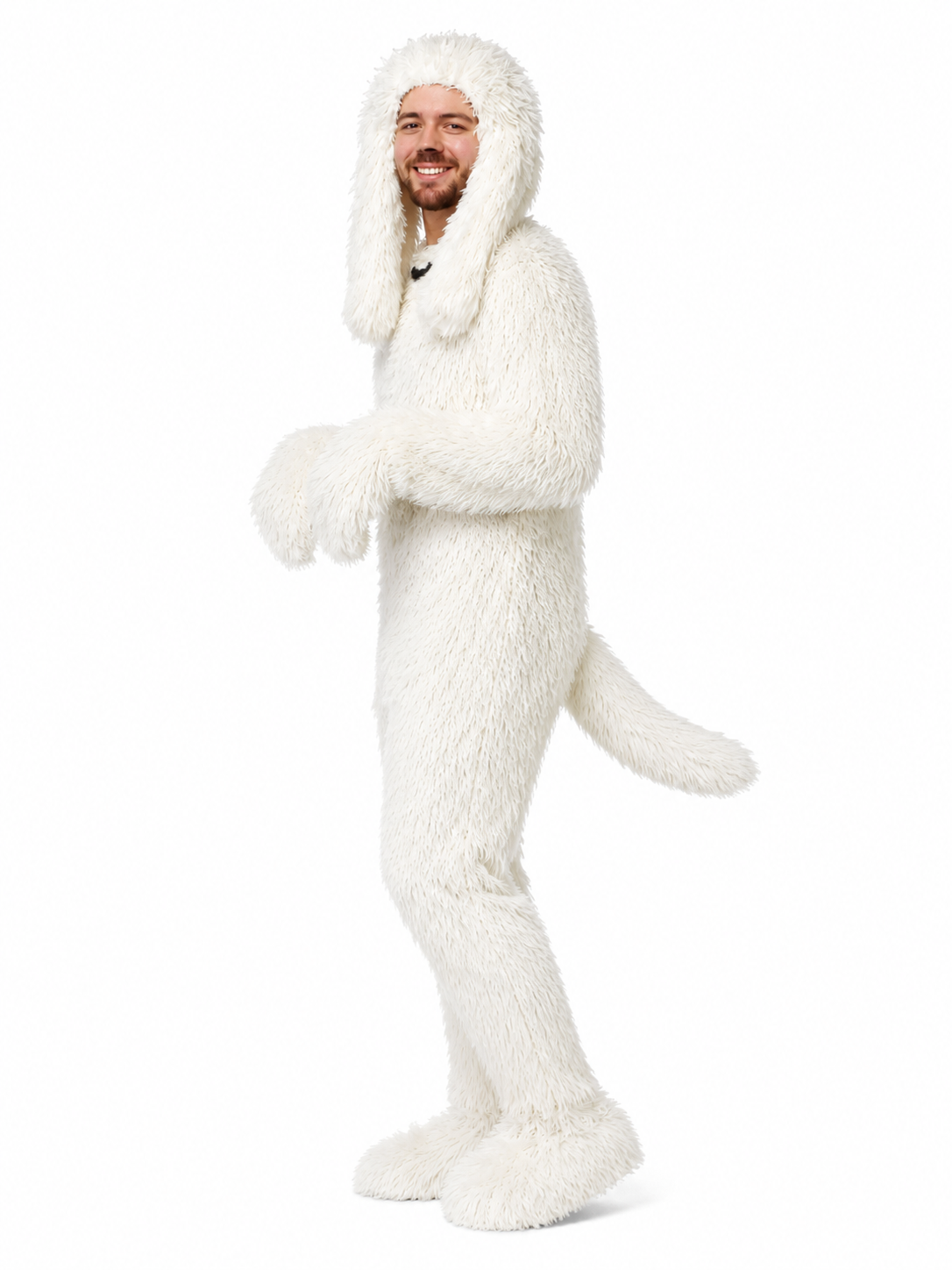 White Fur Dog Costume for Adults