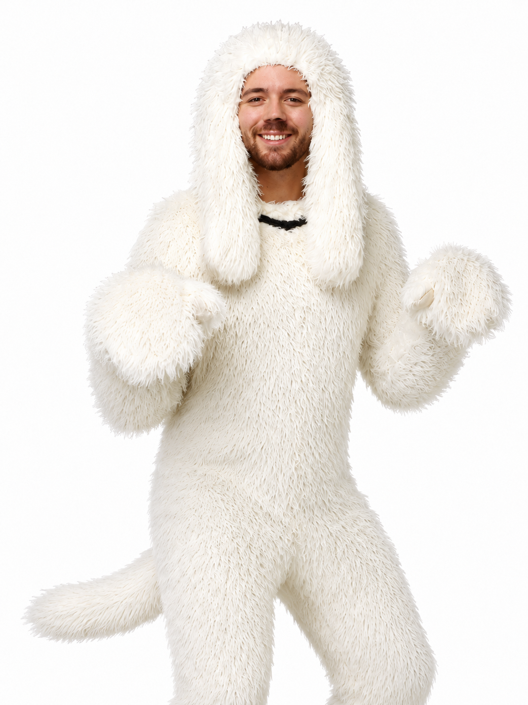 White Fur Dog Costume for Adults