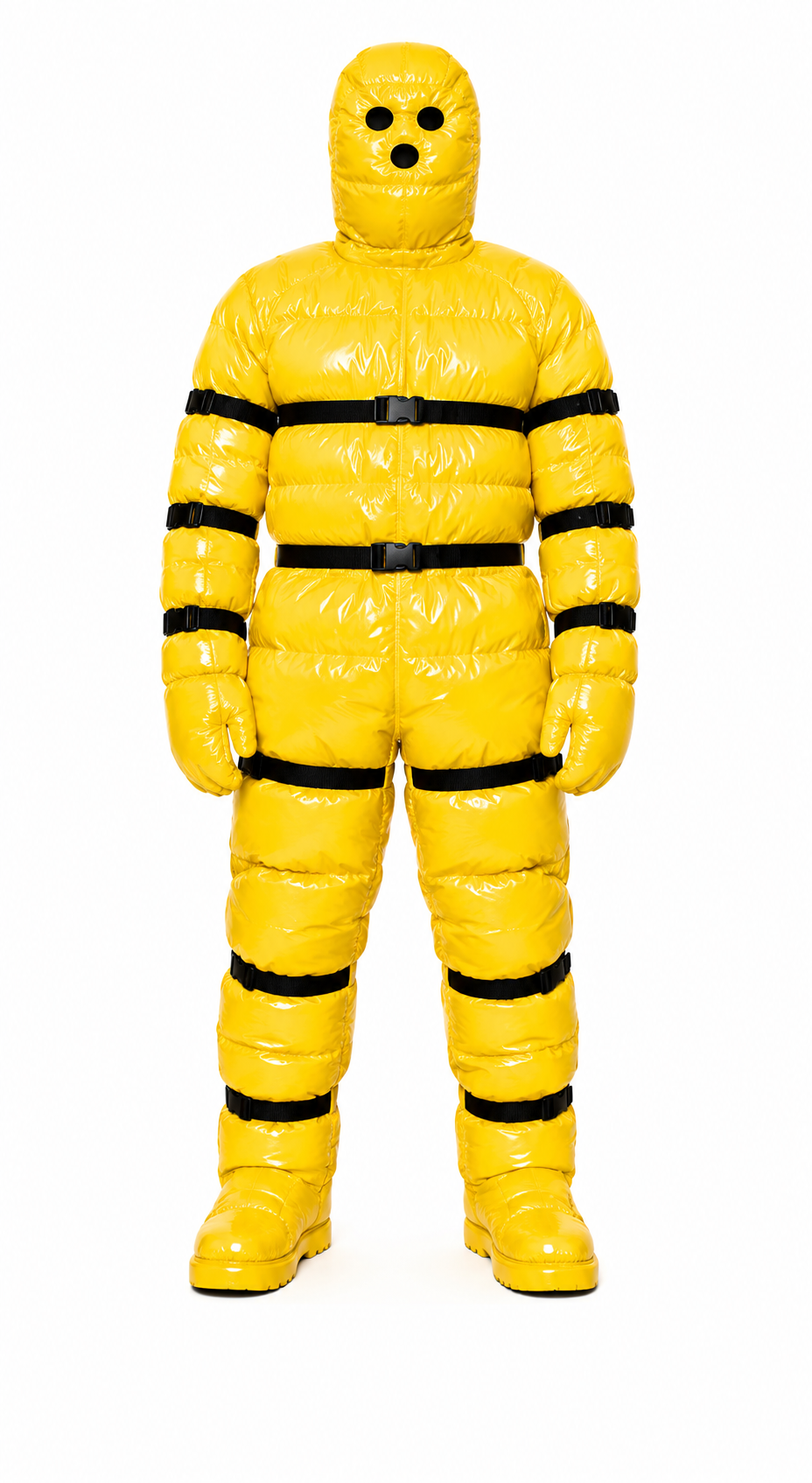 Shiny Nylon Puffer Suit Full Body Padded Hooded Suit