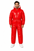 Shiny Nylon Hooded Padded Jumpsuit